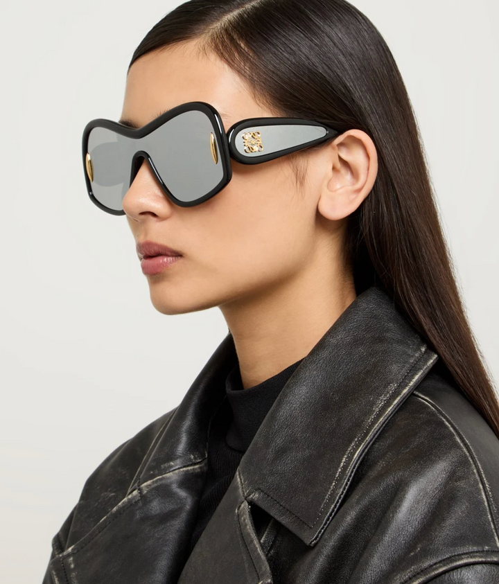 Loewe LW40131I Wave Mask Sunglasses in Black Silver Mirror