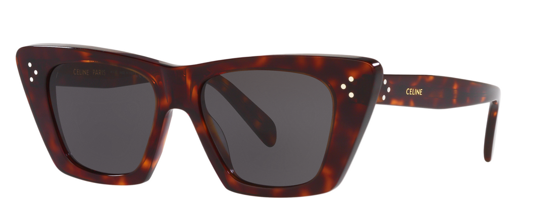 Celine CL40187I cat-eye sunglasses with red havana frames and dark lenses