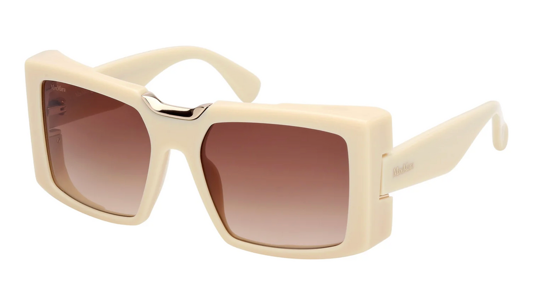 Max Mara ivory square sunglasses with gradient brown lenses