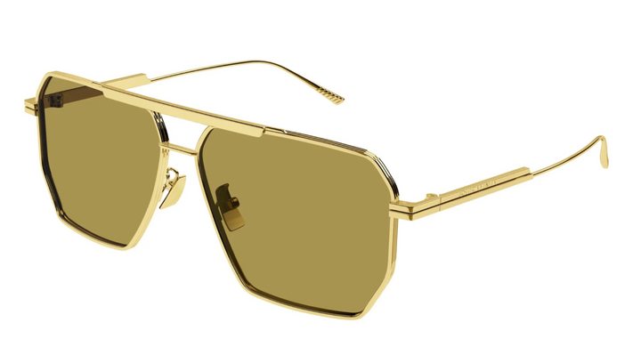Bottega Veneta BV1012S Minimalist Aviator Sunglasses in Gold Light Brown