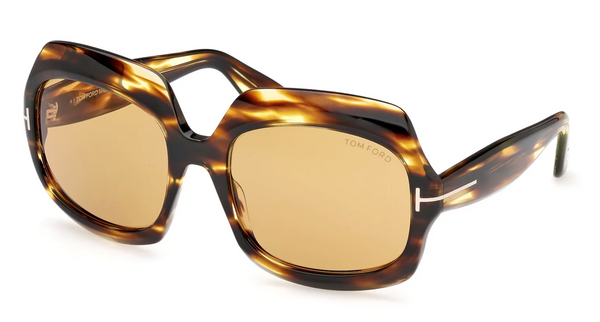 Tom Ford Ren FT1155 Square Sunglasses in Havana Yellow Lens