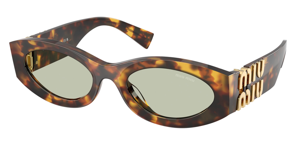 Miu Miu MU11WS Honey Havana Oval Sunglasses | Designer Daydream