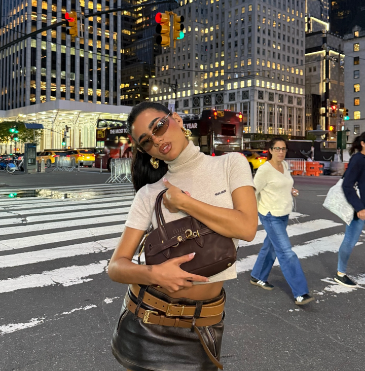 Miu Miu MU A51S Brown Mirror Rimless Mask Sunglasses