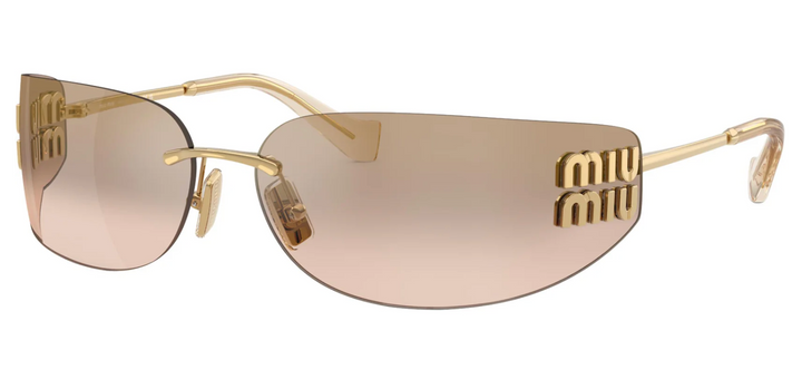 Miu Miu MU A51S Brown Mirror Rimless Mask Sunglasses