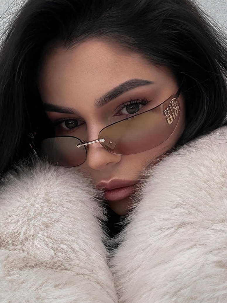 Miu Miu MU A51S Brown Mirror Rimless Mask Sunglasses