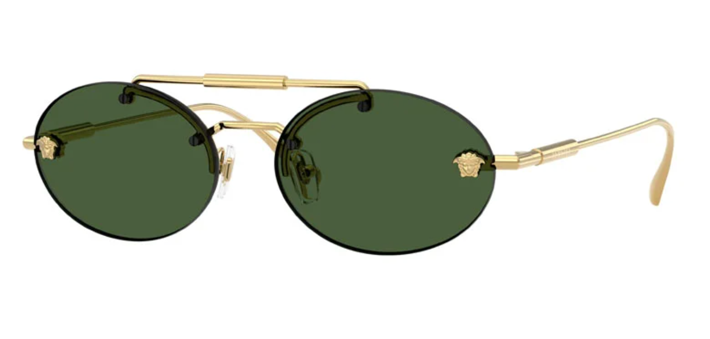 Versace VE2295 Oval Medusa Sunglasses in Gold Green – Designer
