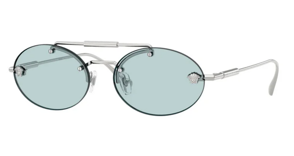 Versace VE2295 1000/1 Sunglasses Silver Oval Frame, Light Blue Lenses Versace Silver Blue Sunglasses for Women for sale | eBay main image 3