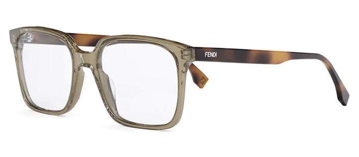 Unisex Fendi transparent brown rectangular eyeglass frames with clear lenses