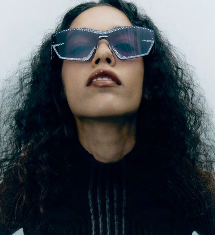 Givenchy GV4100US Cut Strass Silver Shield Sunglasses