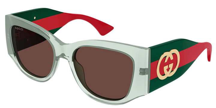 Gucci GG2115S Striped Leg Sunglasses in Transparent Green