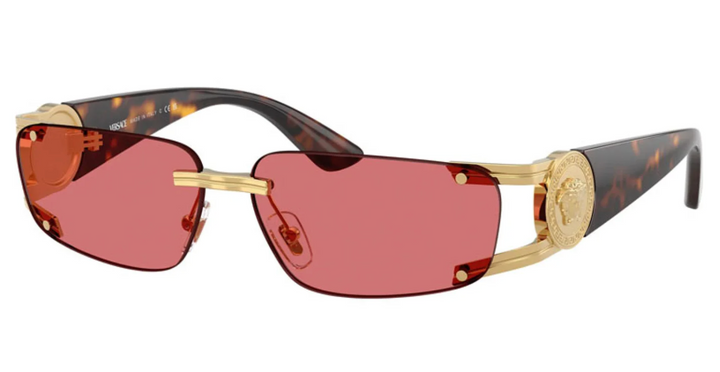 Versace Gafas de sol VE2258 Shield en espejo dorado rosa
