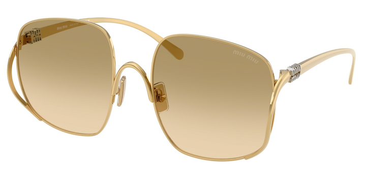 Miu Miu MU A57S Gold Brown Oversized Round Sunglasses