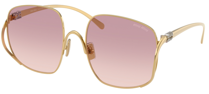Miu Miu MU A57S Gold Pink Oversized Round Sunglasses