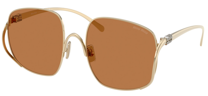 Miu Miu MU A57S Gold Brown Oversized Round Sunglasses