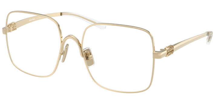 Miu Miu MU51YV Pale Gold Oversized Square Eyeglasses Frames