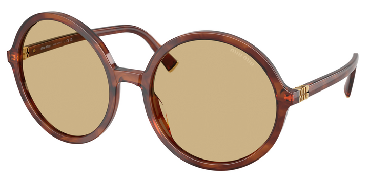 Miu Miu MU B02S Brown Yellow Oversized Round Sunglasses
