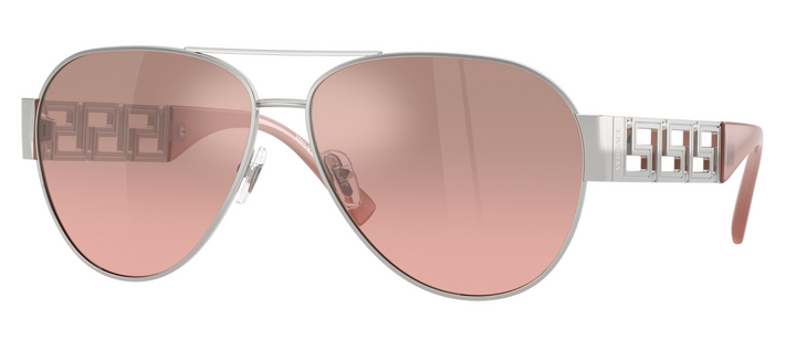 Versace VE2289 Greca Aviator Sunglasses in Silver Pink Mirror