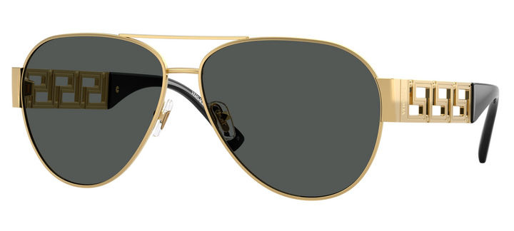 Versace VE2289 Greca Aviator Sunglasses in Gold Grey - Designer Daydream