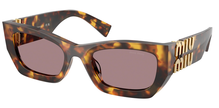 Miu Miu MU09WS Honey Brown Purple Cat Eye Sunglasses
