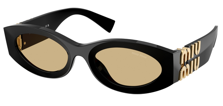 Miu Miu MU11WS Black Yellow Oval Sunglasses