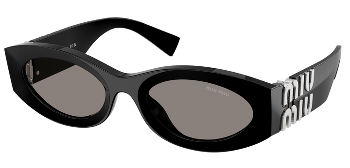 Miu Miu MU11WS Black Grey Oval Sunglasses