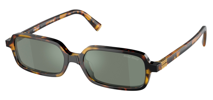 Miu Miu MU11ZS Havana Green Mirror Rectangular Sunglasses