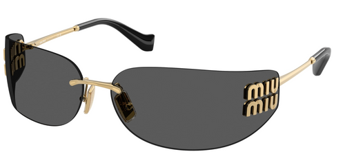 Miu Miu MU A51S Gold Grey Rimless Mask Sunglasses | Designer  display picture 2