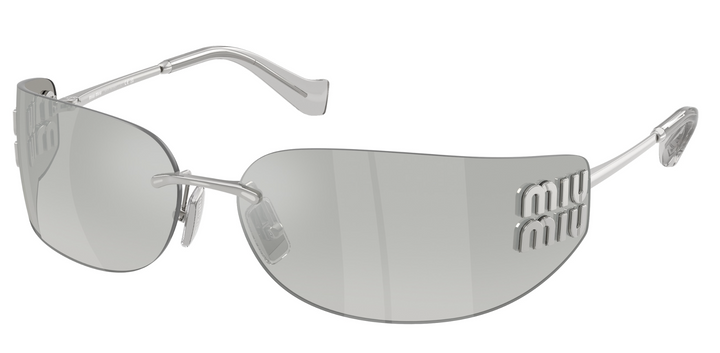 Miu Miu MU A51S Silver Mirror Rimless Mask Sunglasses