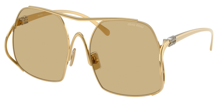 Miu Miu MU A55S Gold Oversized Aviator Sunglasses