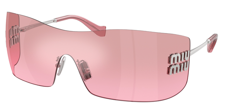 Miu Miu MU B53S Pink Mirror Rimless Mask Sunglasses