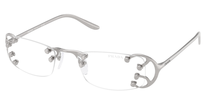 Prada PR C57S Rimless Sunglasses in Silver Bluelight