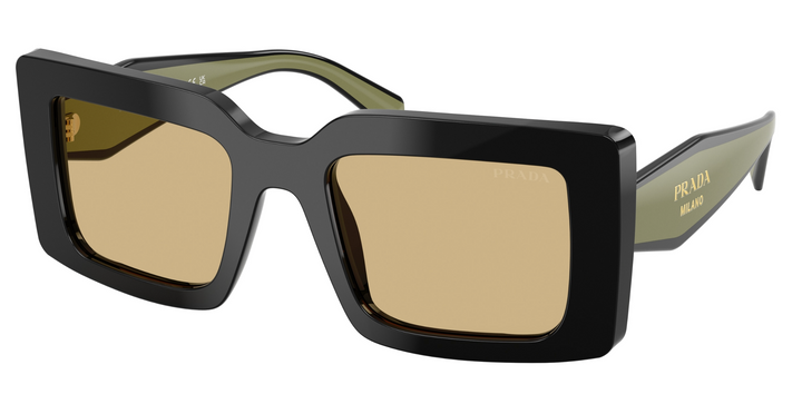 Prada PR D01S Square Sunglasses in Black Yellow