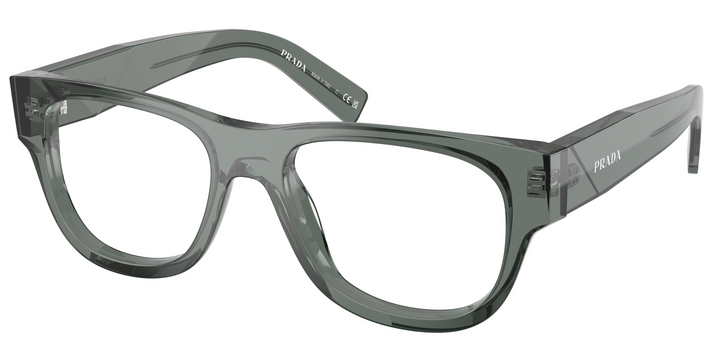 Prada PR D08VU Rectangular Eyeglasses Frames in Transparent Green