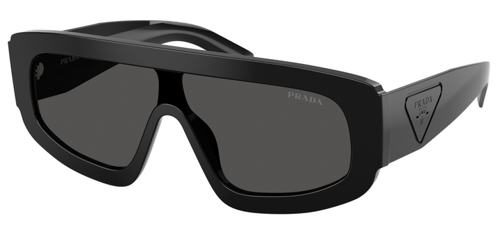 Black PRADA square sunglasses with dark lenses and angular thick frame