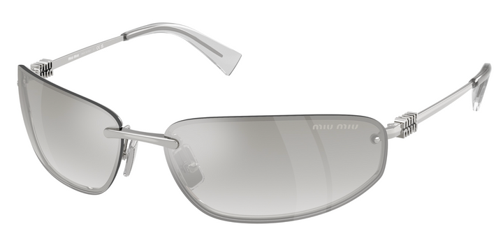 Miu Miu MU A50S Silver Mirror Wrap Sunglasses