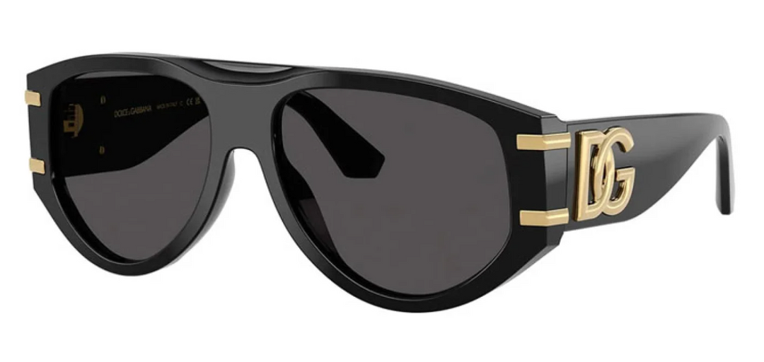Dolce &amp; Gabbana DG4499 aviator sunglasses, black with gold accents