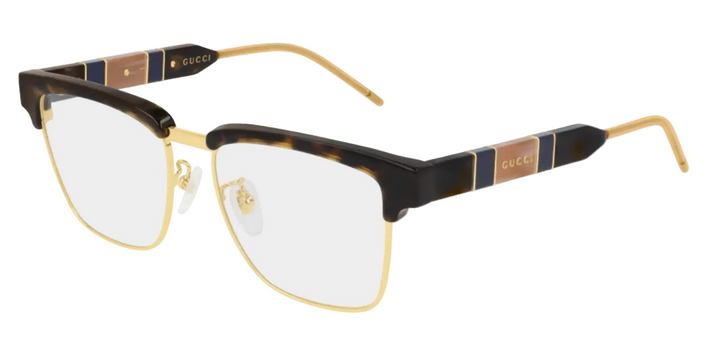 Monturas de anteojos con corte cuadrado extragrande en oro negro Gucci GG0592O