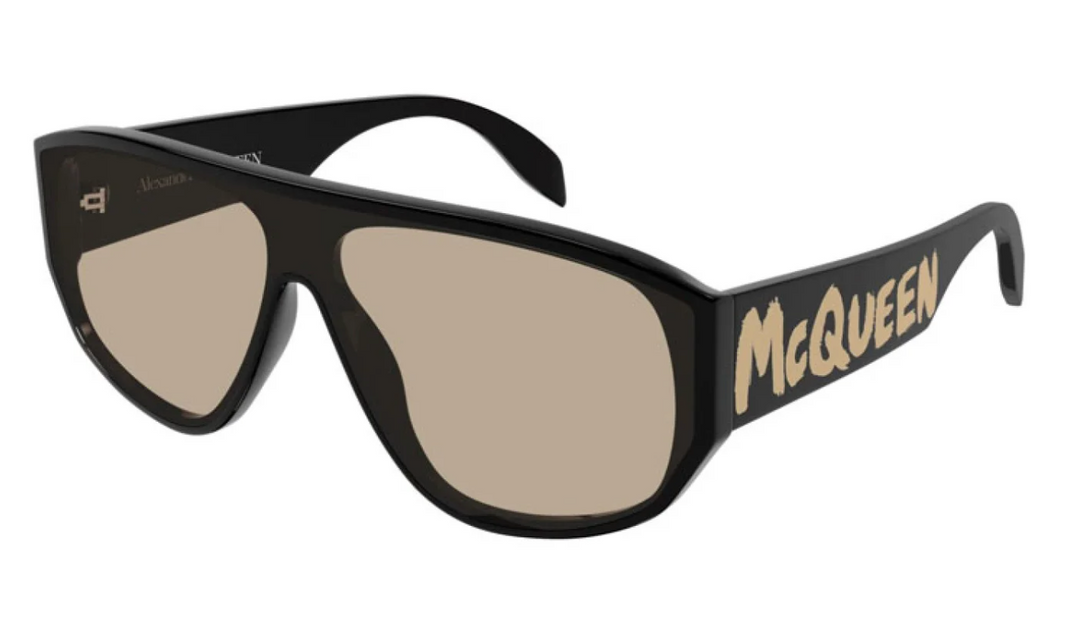 Alexander McQueen AM0386S Black Beige Sunglasses
