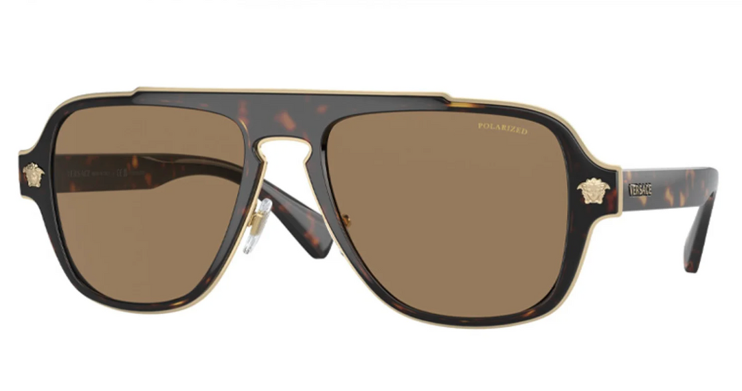 Versace VE2199 Brown Polarized Medusa Aviator Sunglasses