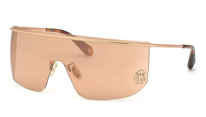 Roberto Cavalli SRC012M Rose Gold Pink Rimless Mask Sunglasses