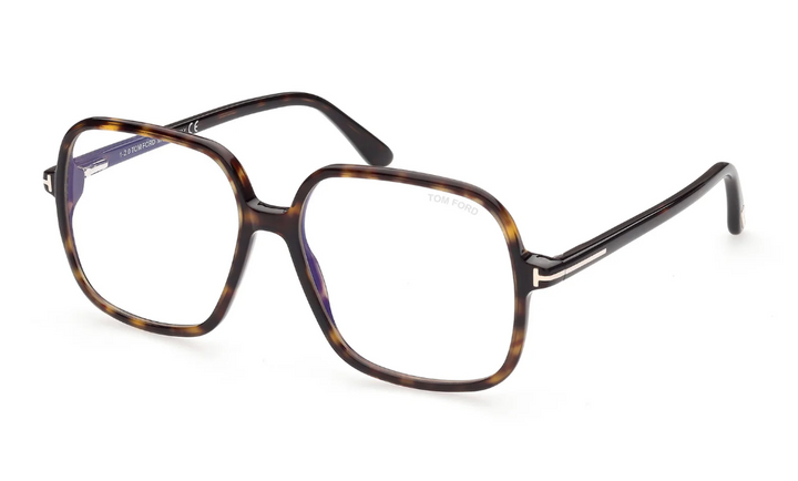 Tom Ford FT5764-B Havana Brown Square Bluelight Eyeglasses Frames