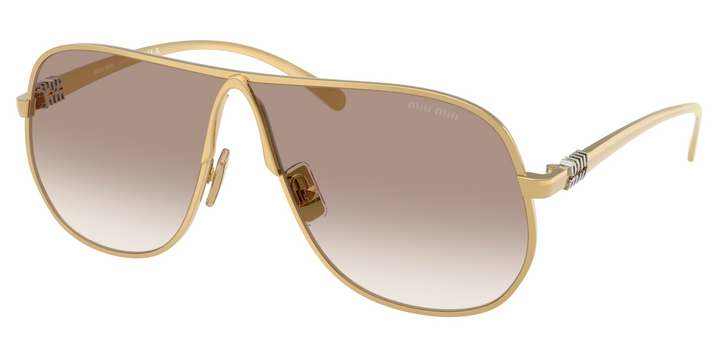 Miu Miu MU A56S Gold Brown Aviator Sunglasses