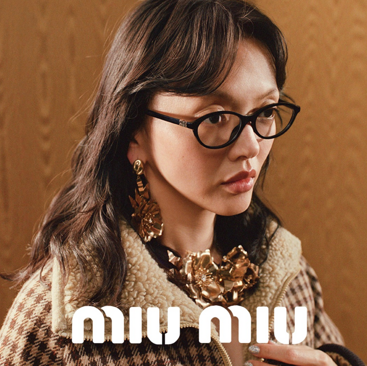 Miu Miu MU09XV Black Gold Cat Eye Frames