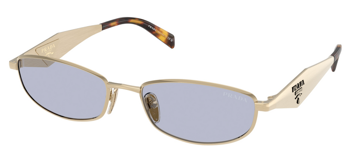 Prada PR D51S Metal Oval Sunglasses in Gold Blue