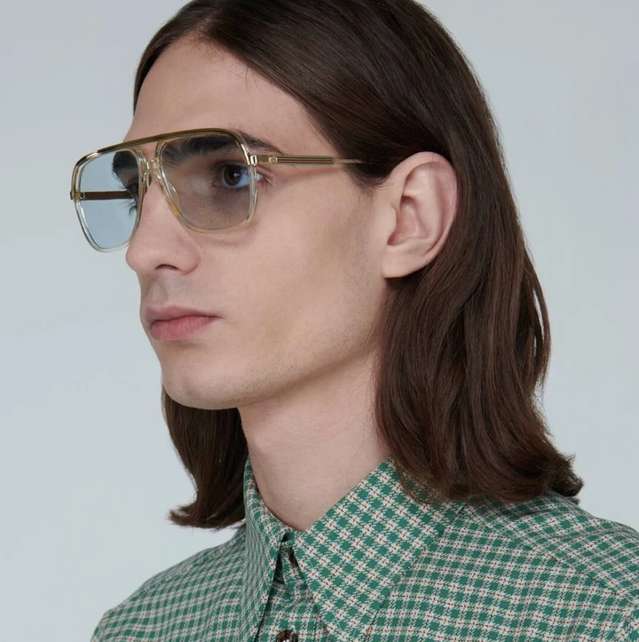 Gucci GG0200S Aviator Sunglasses in Transparent Blue