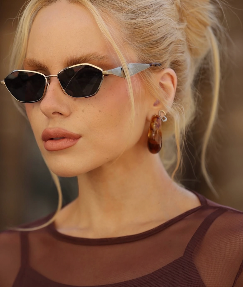 Prada PR D50S Metal Sunglasses in Gold Grey