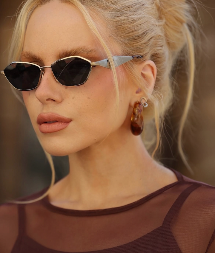 Prada PR D50S Metal Sunglasses in Gold Grey