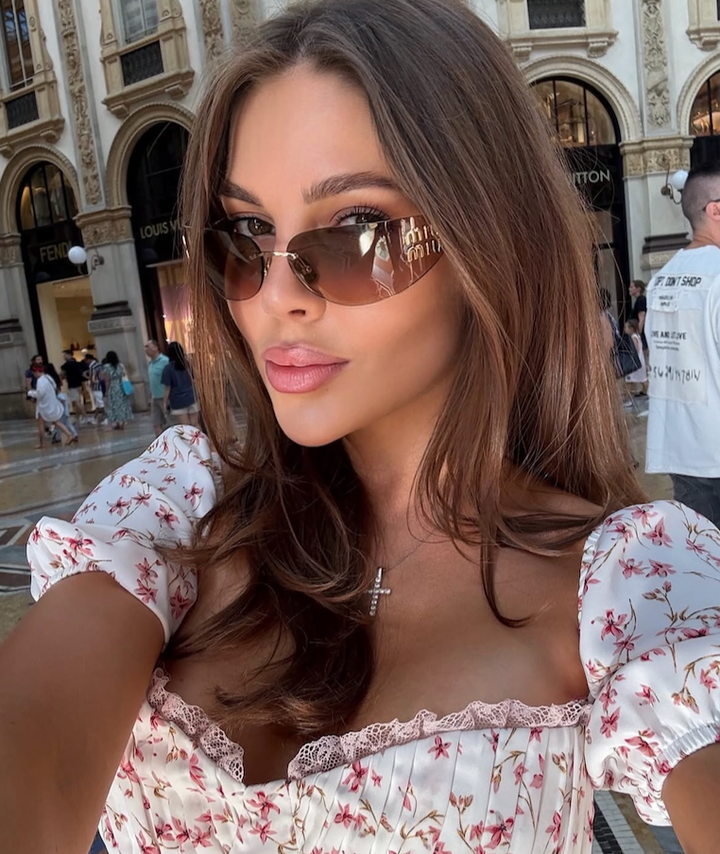 Miu Miu MU A51S Brown Mirror Rimless Mask Sunglasses