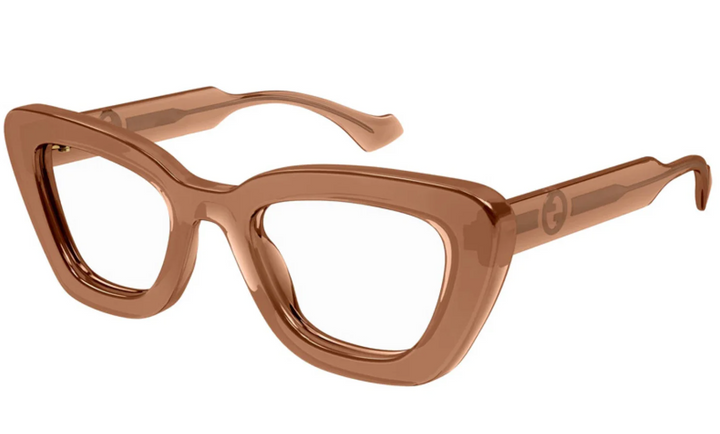 Gucci GG1555O Transparent Brown Cat Eye Thick Rim Frames