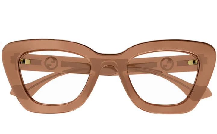 Gucci GG1555O Transparent Brown Cat Eye Thick Rim Frames